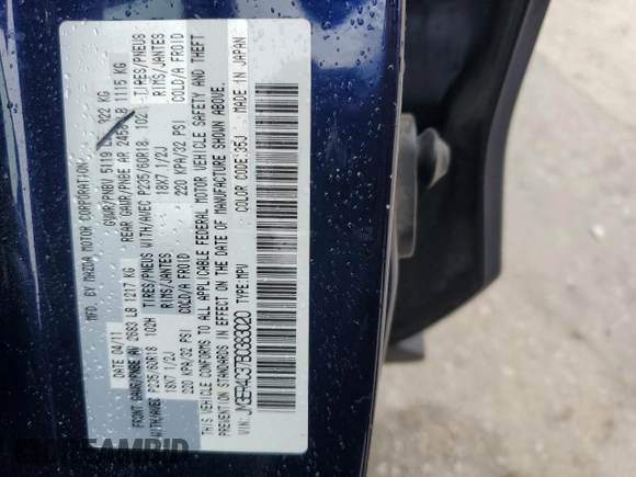 2011 Mazda CX-7 s Touring with VIN JM3ER4C37B0383020, listed as a Copart auction lot 78959554 with Not Provided miles and Salvage Title. Bid and sale history available at carsss.com. Image 13.
