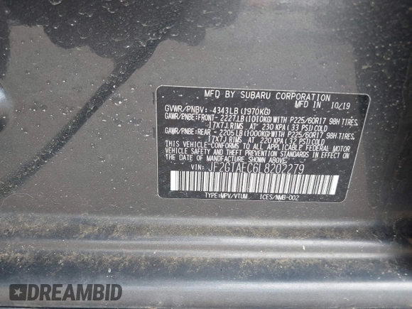 2020 Subaru Crosstrek Premium with VIN JF2GTAEC6L8202279, listed as a IAAI auction lot 41923723 with 49,734 mi miles. Bid and sale history available at carsss.com. Image 9.