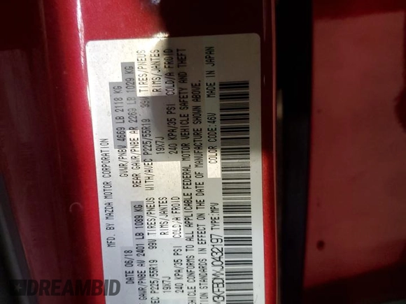 2018 Mazda CX-5 Grand Touring z VIN JM3KFBDMXJ0432197, wystawiony jako Copart lot #50383035 z przebiegiem Nie podano mil oraz Szkoda całkowita • Salvage title. Historia ofert i sprzedaży dostępna na DreamBid. Obrazek 14.