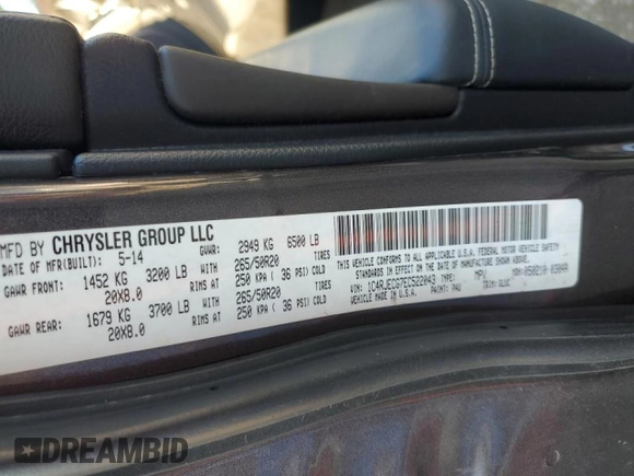 2014 Jeep Grand Cherokee Overland with VIN 1C4RJECG7EC522043, listed as a Copart auction lot 45183825 with 211,036 mi miles and Salvage Title. Bid and sale history available at carsss.com. Image 14.