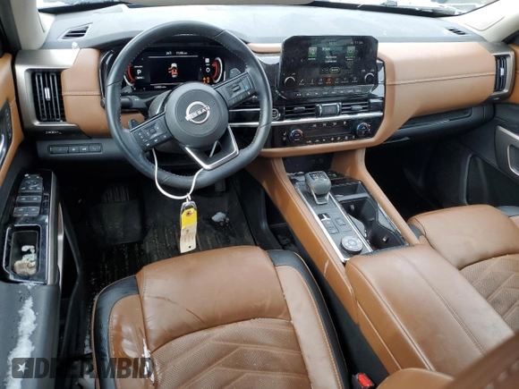 2023 Nissan Pathfinder Platinum with VIN 5N1DR3DK7PC262574, listed as a Copart auction lot 44063835 with 13,480 mi miles and Salvage title. Bid and sale history available at DreamBid. Image 8.