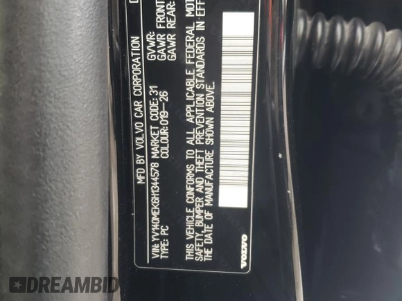 2017 Volvo V60 Premier with VIN YV140MEK6H1344578, listed as a Copart auction lot 44699995 with 89,767 mi miles and Salvage Title. Bid and sale history available at carsss.com. Image 12.