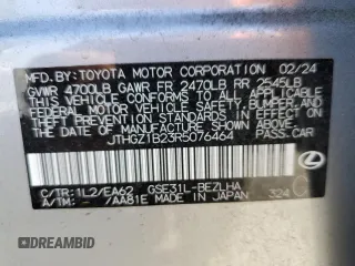 2024 Lexus IS 350 F Sport with VIN JTHGZ1B23R5076464, listed as a Copart auction lot 63102715 with 3,916 mi miles and Salvage title. Bid and sale history available at DreamBid. Image 12.