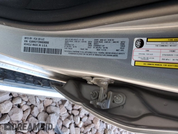 2021 Ram 1500 Lone Star with VIN 1C6RREFT2MN590066, listed as a Copart auction lot 56341115 with 9,366 mi miles and Salvage title. Bid and sale history available at DreamBid. Image 12.