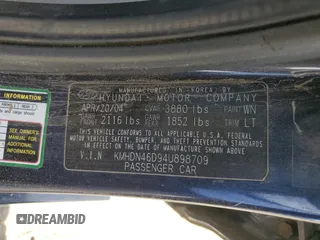 2004 Hyundai Elantra GLS z VIN KMHDN46D94U898709, wystawiony jako Copart lot #84770704 z przebiegiem 216 785 mil mil oraz Szkoda całkowita • Salvage title. Historia ofert i sprzedaży dostępna na DreamBid. Obrazek 12.