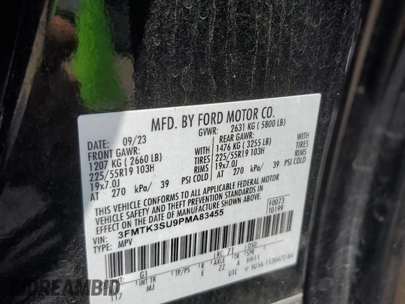 2023 Ford Mustang Mach-E Premium z VIN 3FMTK3SU9PMA83455, wystawiony jako Copart lot #64945095 z przebiegiem 52 540 mil mil oraz Czysty tytuł • Clean title. Historia ofert i sprzedaży dostępna na DreamBid. Obrazek 13.