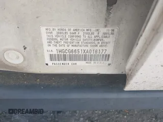 1999 Honda Accord LX z VIN 1HGCG6651XA016177, wystawiony jako IAAI lot #42179777 z przebiegiem Nie podano mil oraz . Historia ofert i sprzedaży dostępna na DreamBid. Obrazek 9.