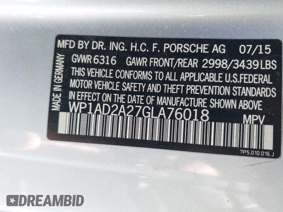 2016 Porsche Cayenne GTS z VIN WP1AD2A27GLA76018, wystawiony jako IAAI lot #42209515 z przebiegiem 49 432 mil mil oraz . Historia ofert i sprzedaży dostępna na DreamBid. Obrazek 9.