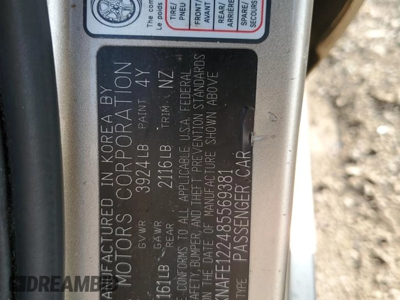 2008 Kia Spectra EX with VIN KNAFE122485569381, listed as a Copart auction lot 66907474 with Not Provided miles and Salvage Title. Bid and sale history available at carsss.com. Image 14.