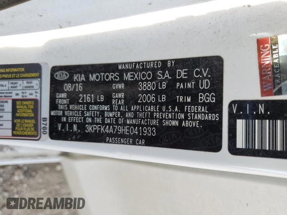 2017 Kia Forte LX with VIN 3KPFK4A79HE041933, listed as a Copart auction lot 55228185 with 147,613 mi miles and Salvage Title. Bid and sale history available at carsss.com. Image 12.