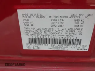 2012 Mitsubishi Galant ES with VIN 4A32B3FF5CE020894, listed as a IAAI auction lot 41473833 with 81,237 mi miles. Bid and sale history available at carsss.com. Image 9.