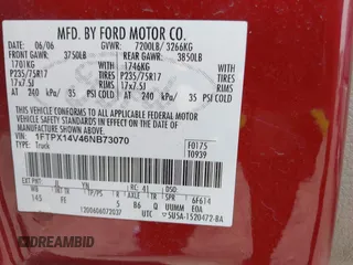 2006 Ford F-150 XLT с VIN 1FTPX14V46NB73070, выставлен на аукционе IAAI как лот 42470094 с пробегом 149 898 миль миль и . История ставок и продаж доступна на DreamBid. Изображение 9.