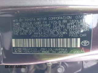 2013 Scion xD with VIN JTKKUPB42D1039123, listed as a IAAI auction lot 41797968 with Not provided miles and . Bid and sale history available at DreamBid. Image 9.
