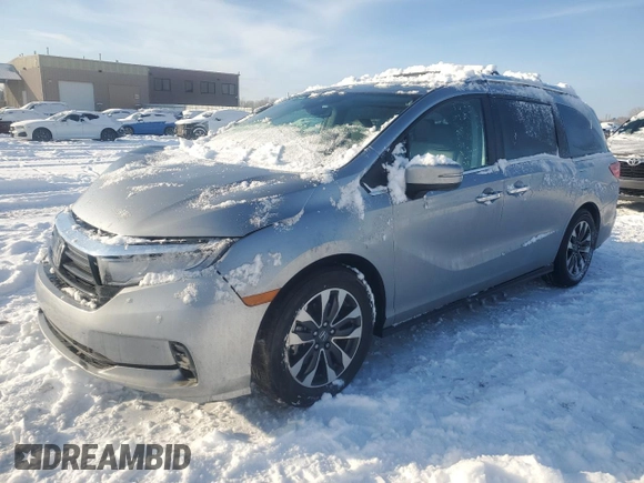 2024 Honda Odyssey EX-L with VIN 5FNRL6H62RB043232, listed as a Copart auction lot 87772175 with 22,130 mi miles and Salvage Title. Bid and sale history available at DreamBid. Image 1.
