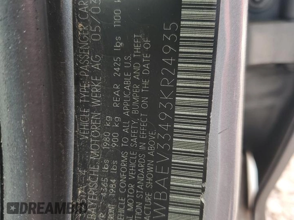 2003 BMW 3 Series 325i with VIN WBAEV33493KR24935, listed as a Copart auction lot 49242295 with Not Provided miles and Salvage Title. Bid and sale history available at carsss.com. Image 12.
