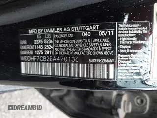 2011 Mercedes-Benz E 550 Luxury with VIN WDDHF7CB2BA470136, listed as a IAAI auction lot 42185104 with 310,892 mi miles and . Bid and sale history available at DreamBid. Image 9.