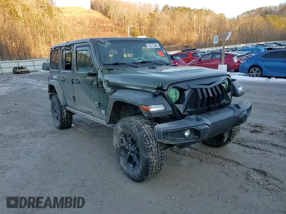 2021 Jeep Wrangler Unlimited Willys Sport with VIN 1C4HJXDG1MW737422, listed as a Copart auction lot 42213845 with 77,363 mi miles and Salvage title. Bid and sale history available at DreamBid. Image 11.