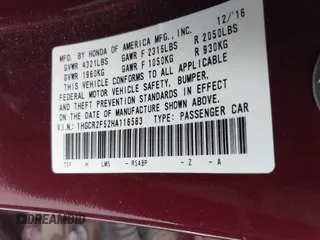 2017 Honda Accord Sport with VIN 1HGCR2F52HA116583, listed as a IAAI auction lot 41905383 with 110,667 mi miles and . Bid and sale history available at carsss.com. Image 9.