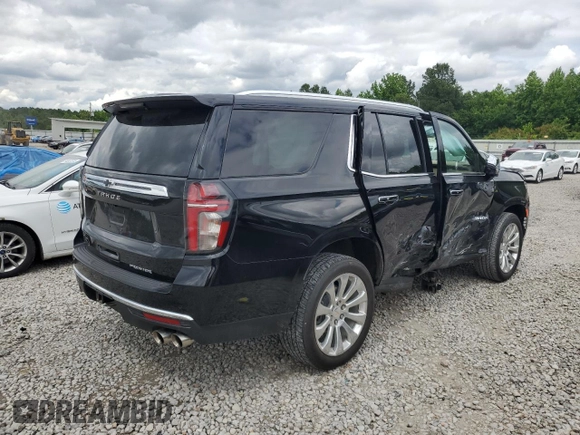 2023 Chevrolet Tahoe Premier with VIN 1GNSKSKD8PR279533, listed as a Copart auction lot 58755045 with 25,233 mi miles and Salvage title. Bid and sale history available at DreamBid. Image 3.