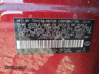 2022 Lexus IS 350 F Sport with VIN JTHGZ1B29N5050980, listed as a Copart auction lot 87334584 with Not provided miles and Salvage title. Bid and sale history available at DreamBid. Image 13.