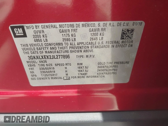 2018 GMC Terrain Denali with VIN 3GKALXEX2JL277896, listed as a IAAI auction lot 42504989 with 83,383 mi miles and . Bid and sale history available at DreamBid. Image 9.