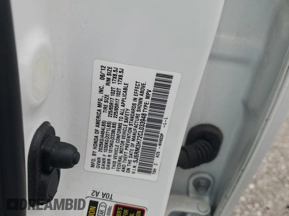 2012 Honda CR-V EX-L with VIN 5J6RM3H72CL033948, listed as a Copart auction lot 49062174 with 121,067 mi miles and Salvage Title. Bid and sale history available at carsss.com. Image 13.