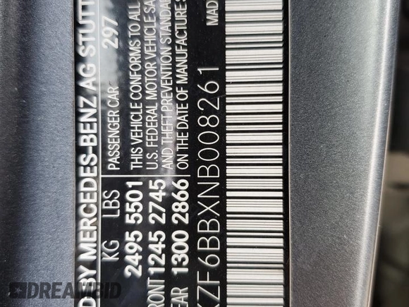2022 Mercedes-Benz E 53 AMG with VIN W1KZF6BBXNB008261, listed as a Copart auction lot 72121074 with 27,864 mi miles and Salvage Title. Bid and sale history available at DreamBid. Image 12.