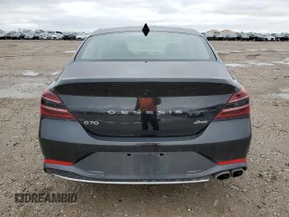 2023 Genesis G70 2.0T with VIN KMTG34TA7PU131464, listed as a Copart auction lot 61521584 with 13,346 mi miles and Salvage Title. Bid and sale history available at carsss.com. Image 6.