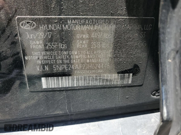 2018 Hyundai Sonata SE z VIN 5NPE24AF2JH624445, wystawiony jako Copart lot #57905695 z przebiegiem 68 785 mil mil oraz Szkoda całkowita • Salvage title. Historia ofert i sprzedaży dostępna na DreamBid. Obrazek 12.
