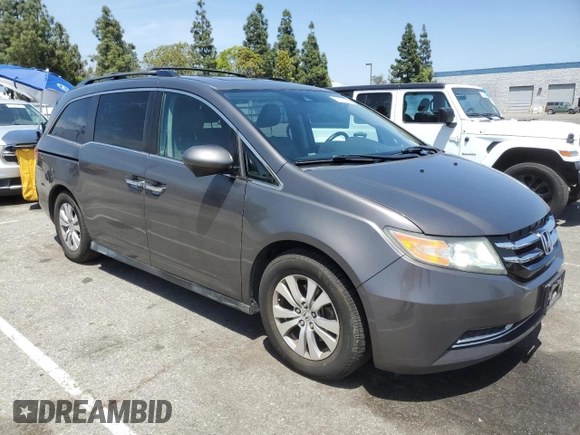 2014 Honda Odyssey EX-L with VIN 5FNRL5H62EB021297, listed as a Copart auction lot 57177375 with 206,641 mi miles and Clean title. Bid and sale history available at DreamBid. Image 4.