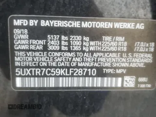 2019 BMW X3 sDrive30i with VIN 5UXTR7C59KLF28710, listed as a Copart auction lot 51424485 with 99,513 mi miles and Salvage Title. Bid and sale history available at DreamBid. Image 13.