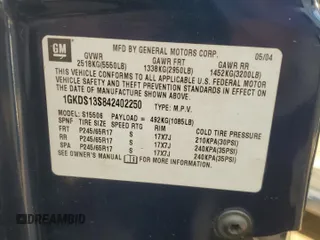 2004 GMC Envoy SLE with VIN 1GKDS13S842402250, listed as a Copart auction lot 54941005 with 163,380 mi miles and Salvage Title. Bid and sale history available at DreamBid. Image 14.