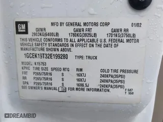 2002 Chevrolet Silverado 1500 LT with VIN 1GCEK19T32E199280, listed as a IAAI auction lot 41472421 with 1 mi miles. Bid and sale history available at carsss.com. Image 9.