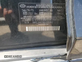 2016 Hyundai Sonata SE with VIN 5NPE24AF9GH306962, listed as a Copart auction lot 54345215 with 105,936 mi miles and Salvage Title. Bid and sale history available at DreamBid. Image 12.