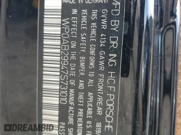 2007 Porsche 911 Carrera S with VIN WP0AB29947S731010, listed as a Copart auction lot 66933424 with 25,651 mi miles and Salvage Title. Bid and sale history available at carsss.com. Image 13.