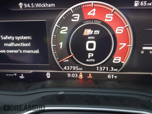 2018 Audi S5 Premium Plus z VIN WAUP4AF55JA074714, wystawiony jako IAAI lot #42198303 z przebiegiem 43 795 mil mil oraz . Historia ofert i sprzedaży dostępna na DreamBid. Obrazek 7.