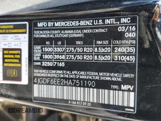 2017 Mercedes-Benz GLS with VIN 4JGDF6EE2HA751190, listed as a Copart auction lot 50566425 with 106,702 mi miles and Salvage Title. Bid and sale history available at carsss.com. Image 13.