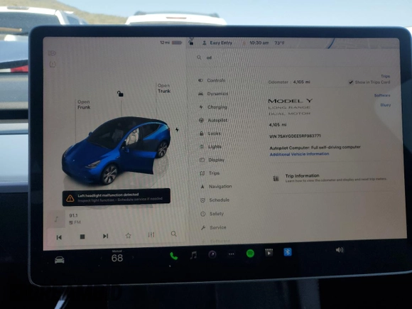 2024 Tesla Model Y Long Range с VIN 7SAYGDEE5RF983771, выставлен на аукционе Copart как лот 86153274 с пробегом 4 105 миль миль и Списание • Salvage title. История ставок и продаж доступна на DreamBid. Изображение 9.