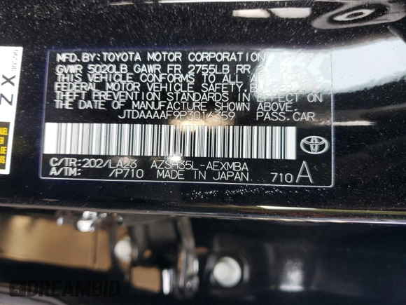 2023 Toyota Crown XLE with VIN JTDAAAAF9P3016359, listed as a Copart auction lot 78724734 with 1,007 mi miles and Salvage Title. Bid and sale history available at carsss.com. Image 12.