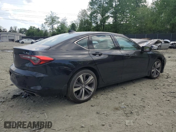 2021 Acura TLX Advance with VIN 19UUB5F65MA011856, listed as a Copart auction lot 54974865 with 29,390 mi miles and Salvage title. Bid and sale history available at DreamBid. Image 3.