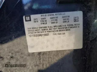 2017 Chevrolet Impala LT with VIN 1G1105S30HU116837, listed as a Copart auction lot 52631005 with Not Provided miles and Salvage Title. Bid and sale history available at DreamBid. Image 12.