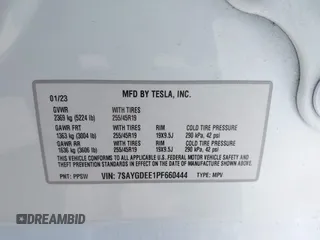2023 Tesla Model Y Long Range with VIN 7SAYGDEE1PF660444, listed as a IAAI auction lot 42065046 with 23,601 mi miles and . Bid and sale history available at DreamBid. Image 9.