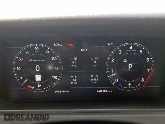 2018 Land Rover Range Rover Velar R-Dynamic SE with VIN SALYL2RV1JA755764, listed as a Copart auction lot 56980485 with 70,119 mi miles and Salvage title. Bid and sale history available at DreamBid. Image 9.