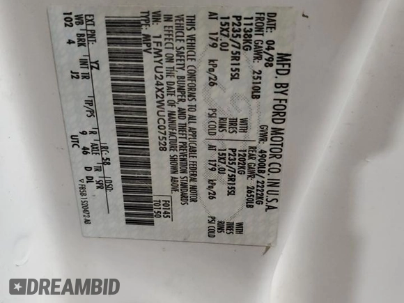 1998 Ford Explorer Sport z VIN 1FMYU24X2WUC07528, wystawiony jako Copart lot #44371365 z przebiegiem 195 798 mil mil oraz Szkoda całkowita • Salvage title. Historia ofert i sprzedaży dostępna na DreamBid. Obrazek 13.
