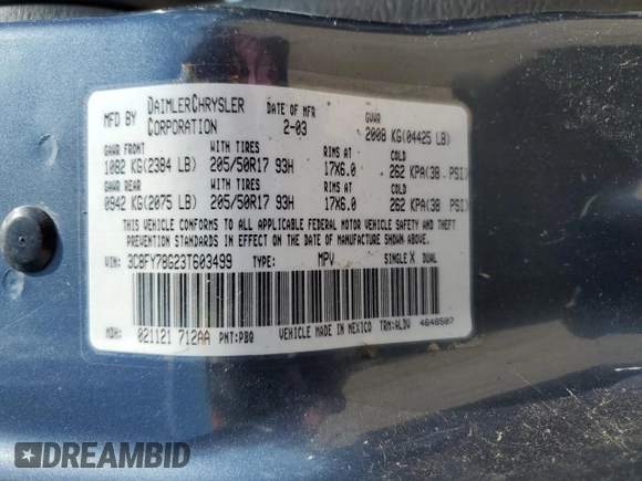2003 Chrysler PT Cruiser GT z VIN 3C8FY78G23T603499, wystawiony jako Copart lot #56649505 z przebiegiem 57 393 mil mil oraz Czysty tytuł • Clean title. Historia ofert i sprzedaży dostępna na DreamBid. Obrazek 13.