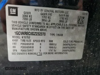 2016 Chevrolet Silverado 1500 LT with VIN 1GCVKREC0GZ232370, listed as a Copart auction lot 51440645 with 95,970 mi miles and Salvage Title. Bid and sale history available at DreamBid. Image 14.