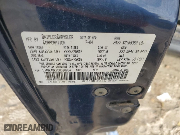 2005 Jeep Liberty Sport with VIN 1J4GK48K85W500654, listed as a Copart auction lot 43412695 with 119,366 mi miles and Salvage Title. Bid and sale history available at carsss.com. Image 15.
