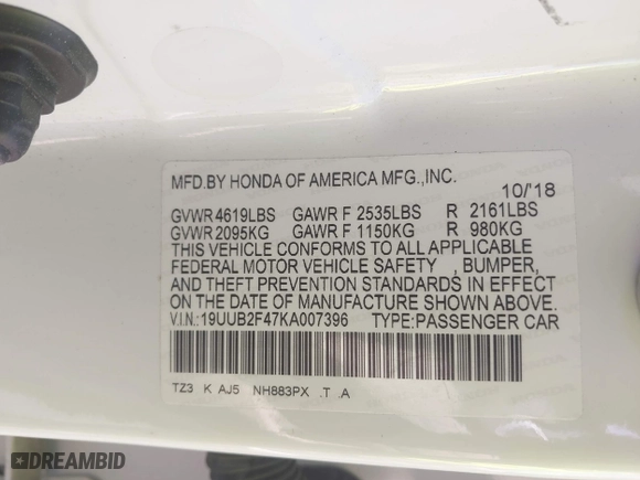 2019 Acura TLX w/Technology Pkg with VIN 19UUB2F47KA007396, listed as a IAAI auction lot 41868526 with 53,511 mi miles. Bid and sale history available at carsss.com. Image 9.