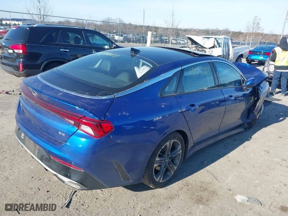 2021 Kia K5 EX with VIN 5XXG34J25MG031925, listed as a IAAI auction lot 41175228 with 65,617 mi miles. Bid and sale history available at carsss.com. Image 4.