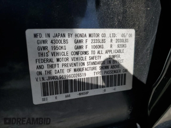 2006 Acura TSX Navi with VIN JH4CL96996C026519, listed as a Copart auction lot 63297675 with 159,219 mi miles and Salvage title. Bid and sale history available at DreamBid. Image 12.